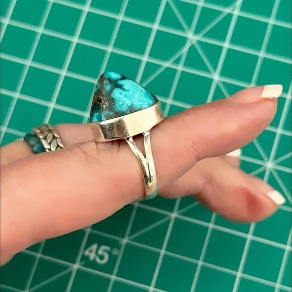 Egyptian turquoise sterling silver ring